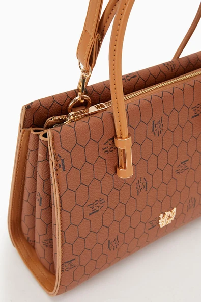 Levidor Taba Petek Baskılı Üç Gözlü Kadın El Çantası - Resim 4