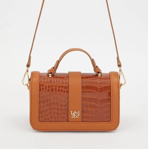 Levidor Taba Kroko Deri Kadın Rugan El Çantası - Resim 3
