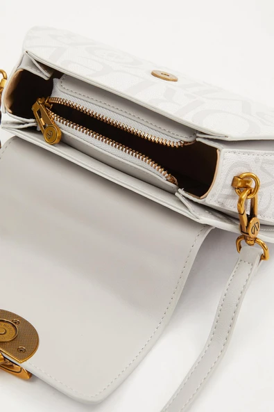 Levidor Beyaz Baskılı Kadın Casual El Çantası - Resim 5