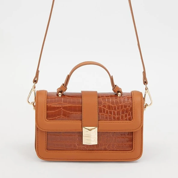 Levidor Taba Kroko Deri Kadın Rugan El Çantası - Resim 2