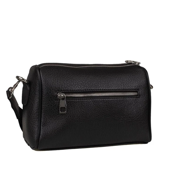 Jacquline Siyah Mat Bendis Deri Kadın Çapraz Çanta - Resim 2