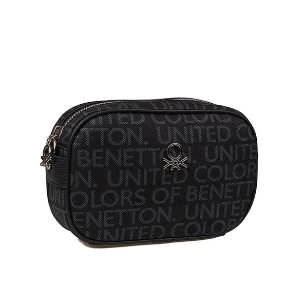 Benetton Siyah Kadın Monogram Eskitme Mini Çapraz Çanta BNT 1537 ürün görseli