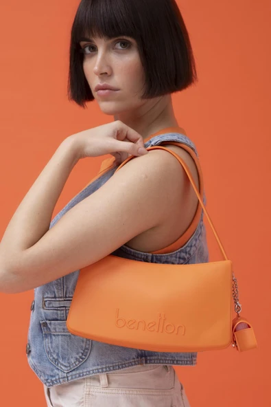 Benetton Turuncu Melissa Kadın El Çantası BNT 1467 - Resim 2