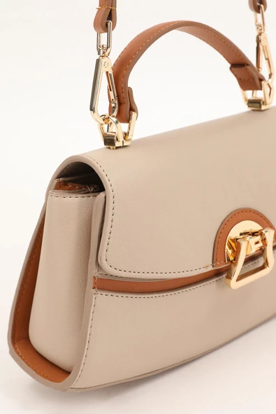 Levidor Vizon Camel Oval Kadın El Çantası - Resim 4