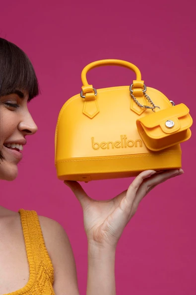 Benetton Sarı Mini Boy Melissa Kadın El Çantası BNT 1449 - Resim 2