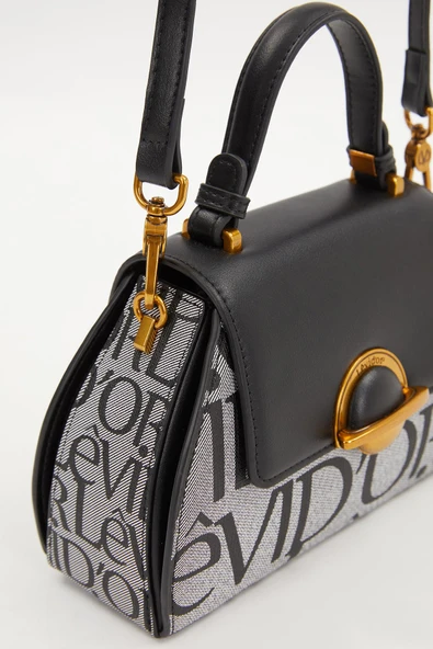 Levidor Siyah Baskılı Kadın Casual El Çantası - Resim 4