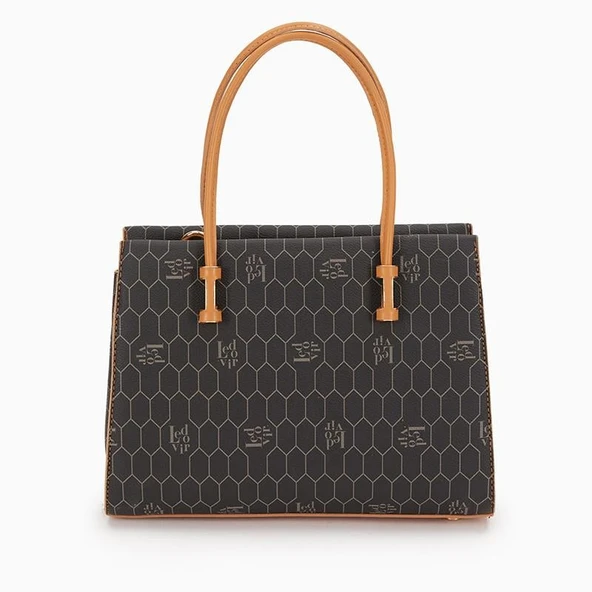 Levidor Siyah Petek Baskılı Üç Gözlü Kadın El Çantası - Resim 3