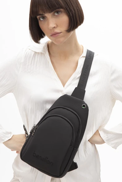 Benetton Siyah Kadın Nano Çapraz Çanta BNT 1543 - Resim 3