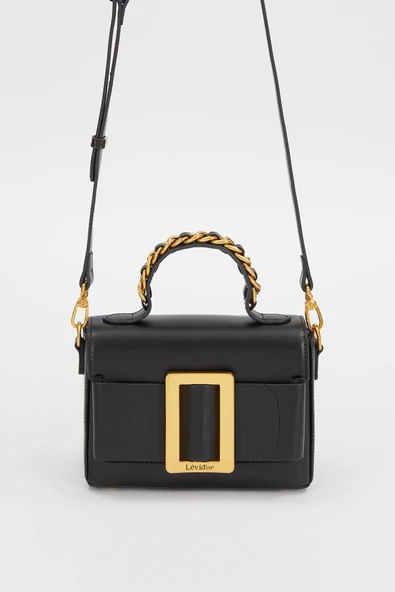 Levidor Siyah Zincir İşlemeli Premium Kadın El Çantası - Resim 2