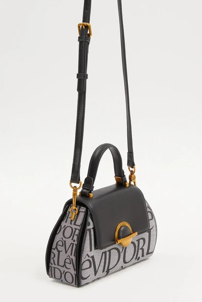 Levidor Siyah Baskılı Kadın Casual El Çantası - Resim 3