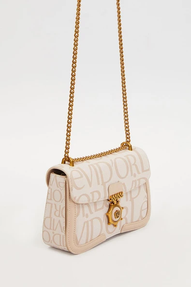 Levidor Krem Zincir Askılı Premium Kadın Çapraz Çanta - Resim 3