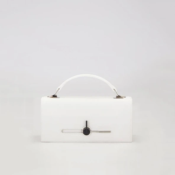 Levidor Beyaz Çevirmeli Kilitli Çok Amaçlı Omuz Çantası ürün görseli