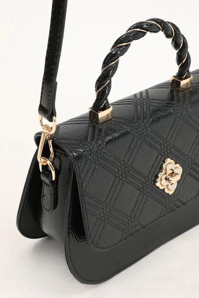 Levidor Siyah Rugan Kabartma Desenli Kadın El Çantası - Resim 3