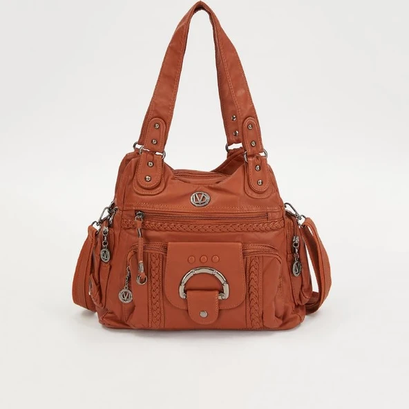 Levidor Taba Deri Kadın Büyük Boy Kol Çantası ürün görseli