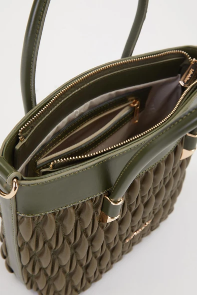 Levidor Haki Baklava Desen Kadın El Çantası - Resim 5