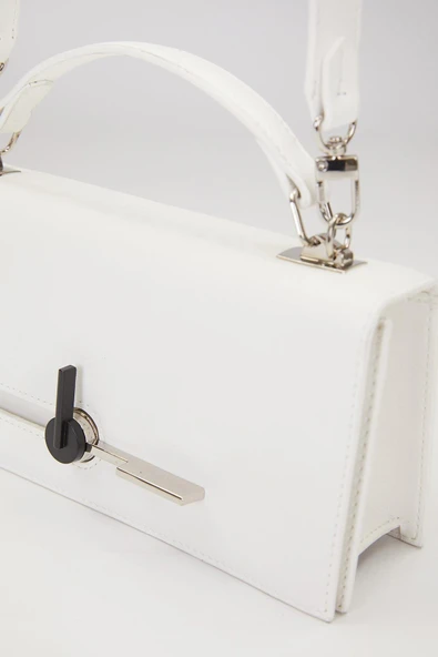 Levidor Beyaz Çevirmeli Kilitli Çok Amaçlı Omuz Çantası - Resim 6