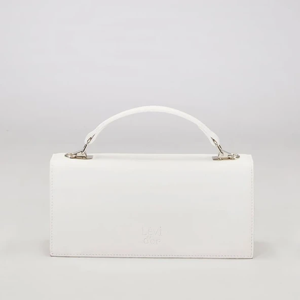 Levidor Beyaz Çevirmeli Kilitli Çok Amaçlı Omuz Çantası - Resim 2