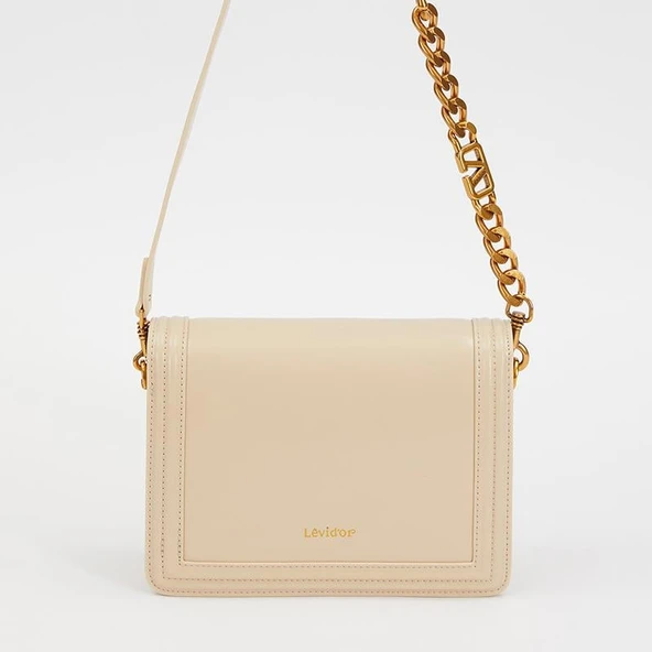 Levidor Krem Klasik Çapraz Askı Kadın Küçük Boy Çanta - Resim 2