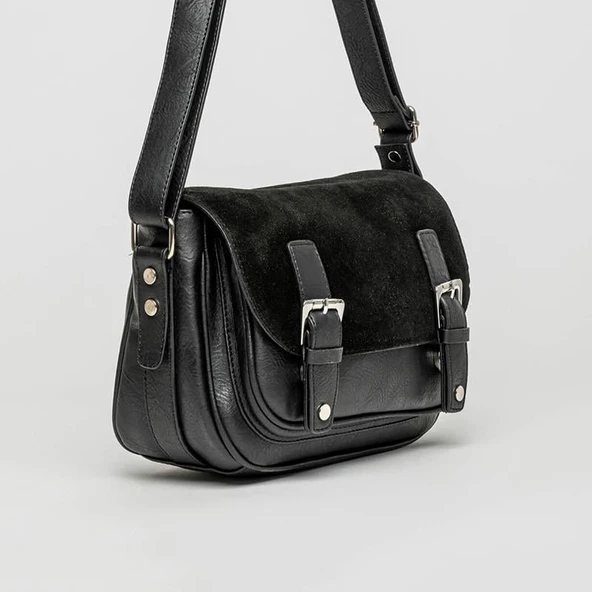 Jacquline Siyah Nyks Kadın Hakiki Nubuk Deri Çapraz Çanta ürün görseli