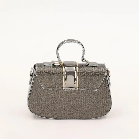 Levidor Platin Kroko Desenli Rugan El Çantası - Resim 2