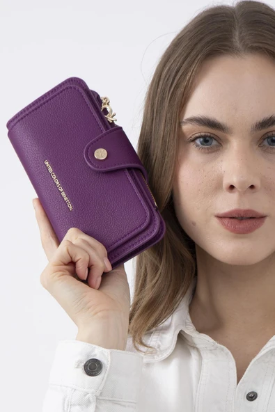 Benetton Mürdüm Sofline Kadın Deri Geniş Cüzdan BNT 1443 - Resim 2