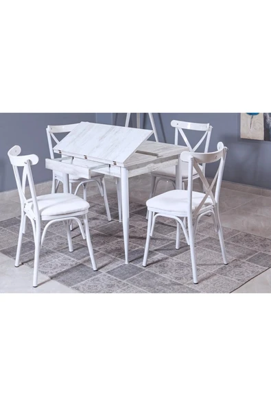Kartal Kare Masa Takımı, Beyaz, 80x70 ürün görseli