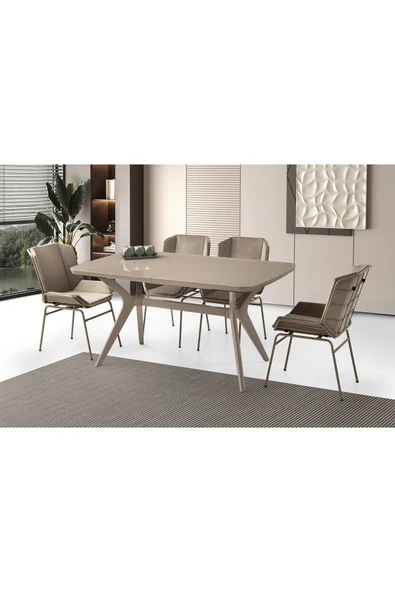 Zümrüt Masa, Fiera Sandalye, Cappicino Hg, 160x90 ürün görseli