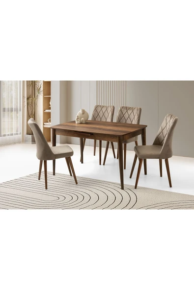 Madrid Masa, Lira Sandalye, Ceviz, 130x80 ürün görseli