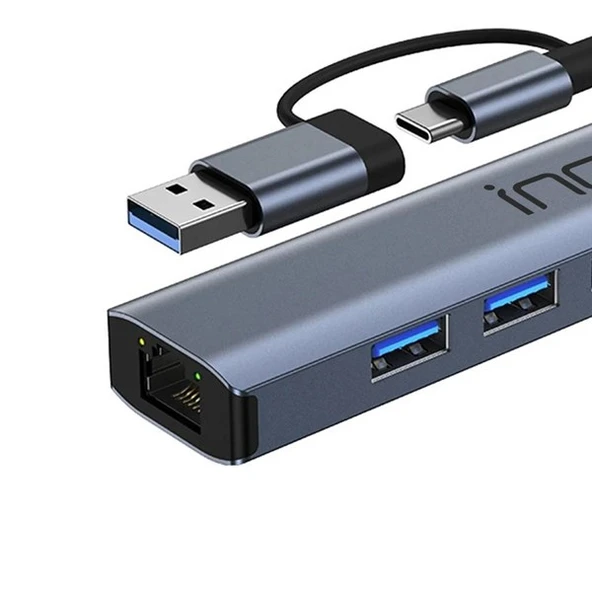 INCA IUTP-5T Gigabit USB Çoklayıcı USB 3.0,TYPEC Ethernet - Resim 3