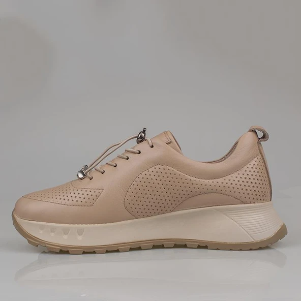 Trend Adımlar Vizon Kadın Hakiki Deri Lastikli Ortopedik Ayakkabı - Resim 3