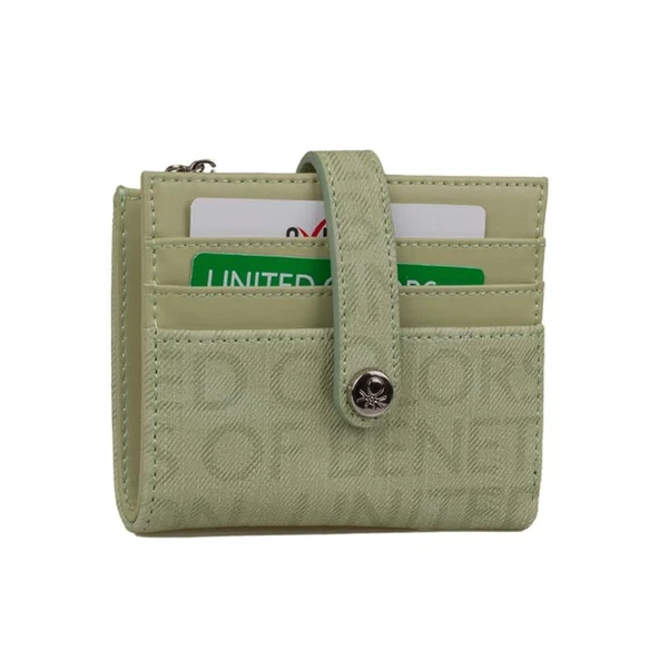 Benetton Yeşil Monogram Eskitme Kadın Küçük Kartlık BNT 1309 - 1