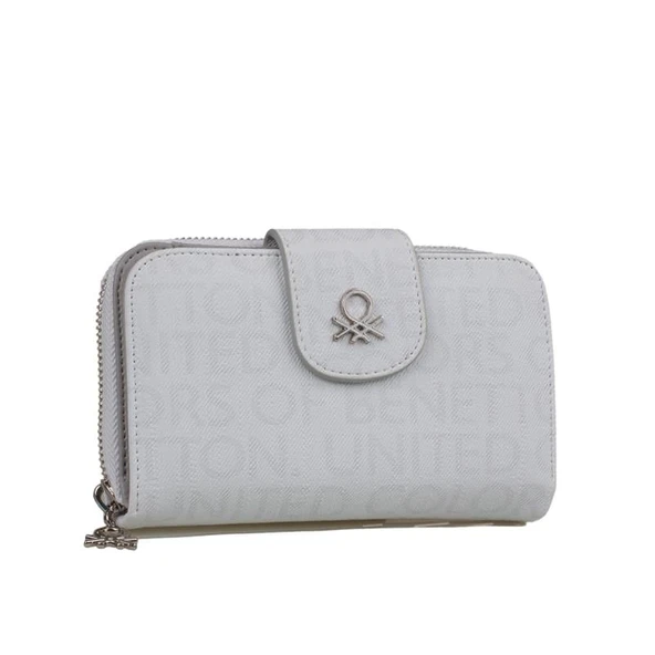 Benetton Beyaz Monogram Eskitme Geniş Kadın Cüzdan BNT 1301 ürün görseli