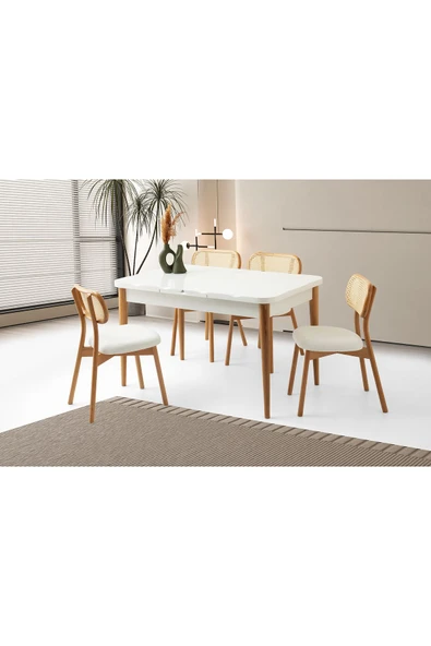 Argun Hg Masa, Zerda Sandalye, Kar Beyaz, 130x80 ürün görseli