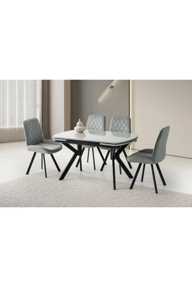 Steel Hg Masa, Alora Sandalye, Açık Gri, 130x80 ürün görseli