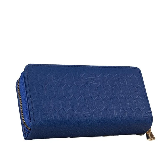 Levidor Saks Mavi Kapaklı Kadın Monogram Cüzdan - Resim 2