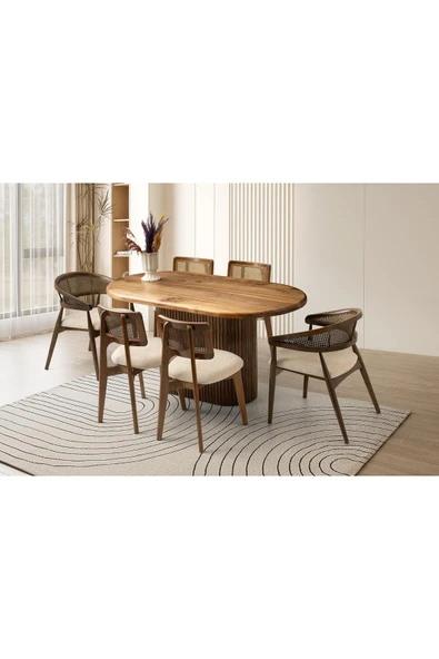 Bakü Masa, Hazel&zion Sandalye, Ceviz, 160x85 ürün görseli