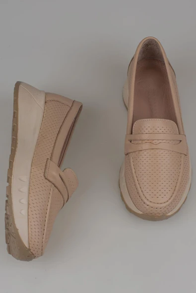 Trend Adımlar Krem Kadın Ortopedik Hakiki Deri Comfort Babet - 4
