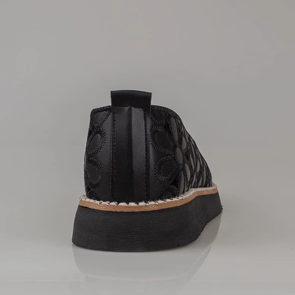 Trend Adımlar Siyah Hasır Burunlu Kadın Delikli Yazlık Babet - Resim 4