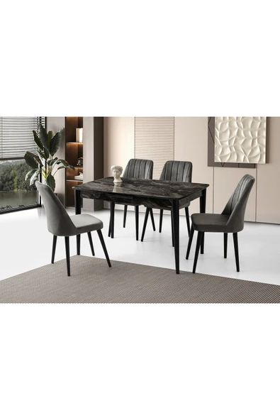 Madrid Masa, Lira Sandalye, Siyah, 130x80 ürün görseli