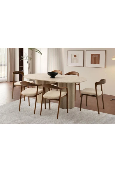 Aspendos Masa, Mistral Kollu&kolsuz Sandalye, Sidon, 180x90 ürün görseli