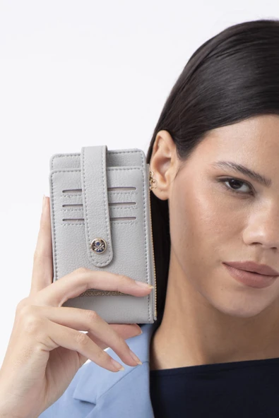 Benetton Gri Kadın Sofline Deri Kartlık BNT 1249 - Resim 2