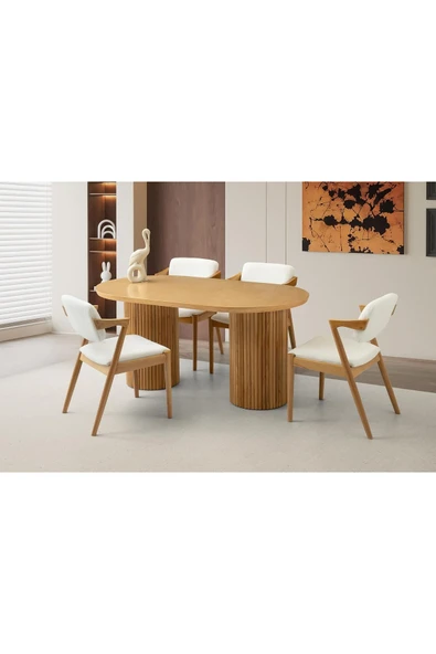 Azura Masa, Duru Sandalye, Natural, 160x90 ürün görseli