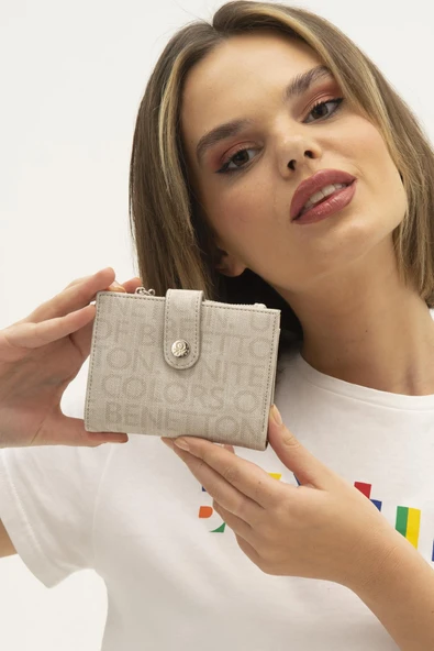Benetton Taş Monogram Eskitme Kadın Kartlık Cüzdan BNT 1310 - 3
