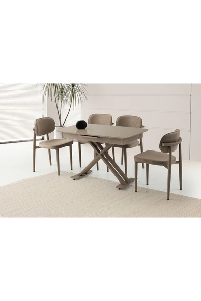 Otranto Hg Masa, Perla Sandalye, Cappicino, 120x70 ürün görseli