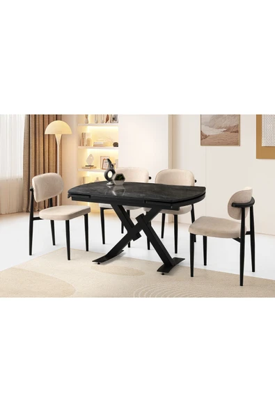 Steel Hg Masa, Perla Sandalye, Irony, 130x80 ürün görseli