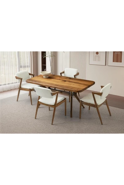 Meriç Masa, Duru Sandalye, Ceviz, 160x90 ürün görseli