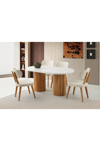 Truva Masa, Sirius Sandalye, Beyaz, 160x90 ürün görseli