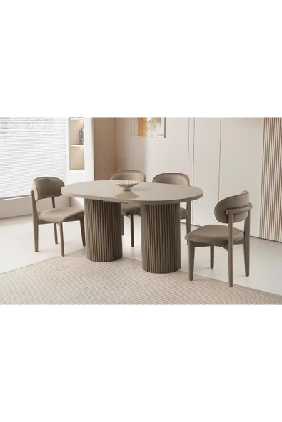 Truva Masa, Umay Sandalye, Cappicino, 160x90 ürün görseli