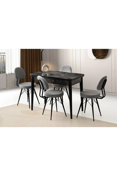 Sima Kelebek Masa, Eyfel Sandalye, Siyah, 100x70 ürün görseli
