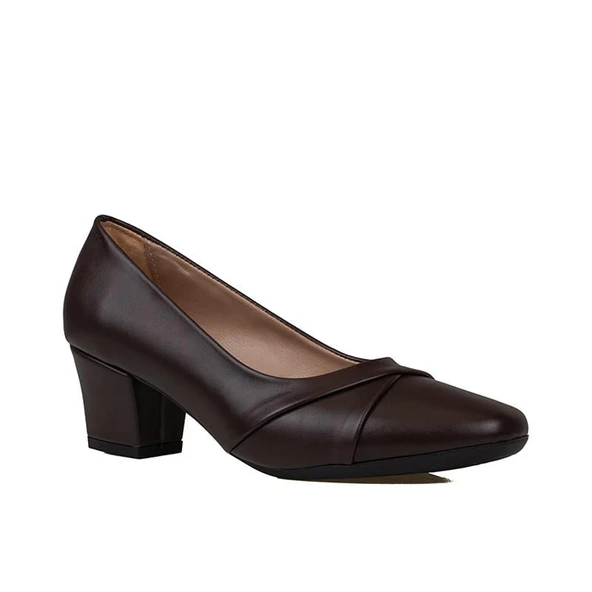 Trend Adımlar Kahverengi Kesik Burun Özel Üretim Kadın Klasik Ayakkabı - Resim 2